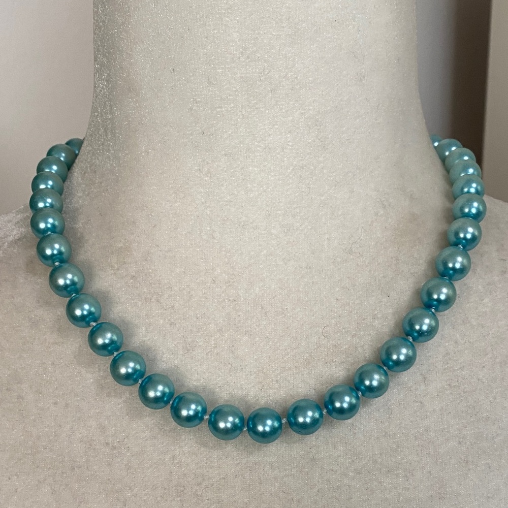 Tiffany Blue Teal Freshwater Cultured Pearl Necklace & Bracelet Set - Picture 6 of 16